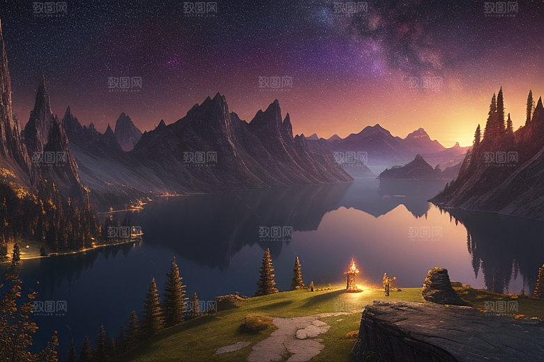 超细节描绘湖泊中的奇幻景色