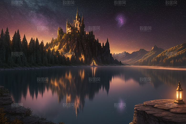 超细节描绘湖泊中的奇幻景色