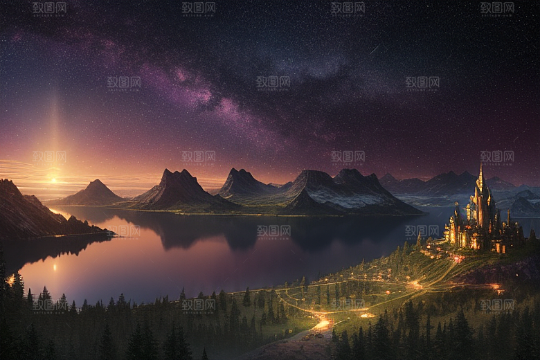 超细节描绘湖泊中的奇幻景色