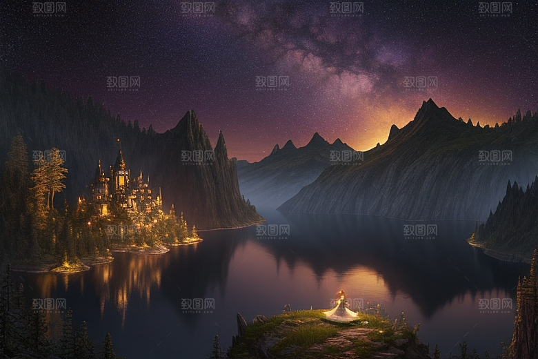 超细节描绘湖泊中的奇幻景色