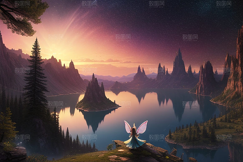 湖光山色壮丽景色中的湖泊