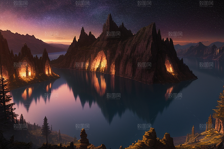 壮丽风景湖光山色中的细腻描绘