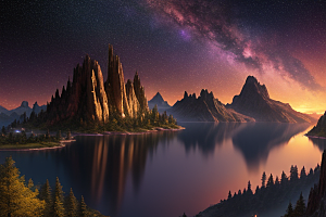 壮丽风景湖光山色中的细腻描绘