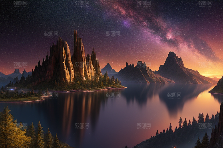 壮丽风景湖光山色中的细腻描绘