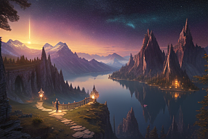 壮丽风景湖光山色中的细腻描绘
