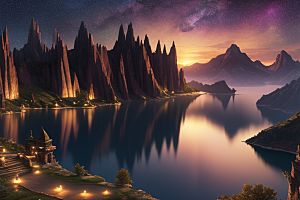 壮丽风景湖光山色中的细腻描绘