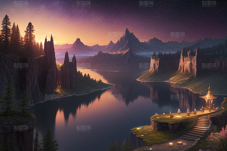 壮丽风景湖光山色中的细腻描绘