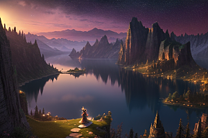 壮丽风景湖光山色中的细腻描绘
