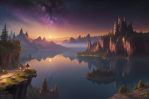 幻幻仙境湖光山色中的奇幻景色