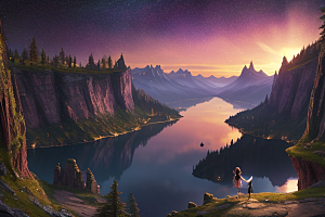 幻幻仙境湖光山色中的奇幻景色
