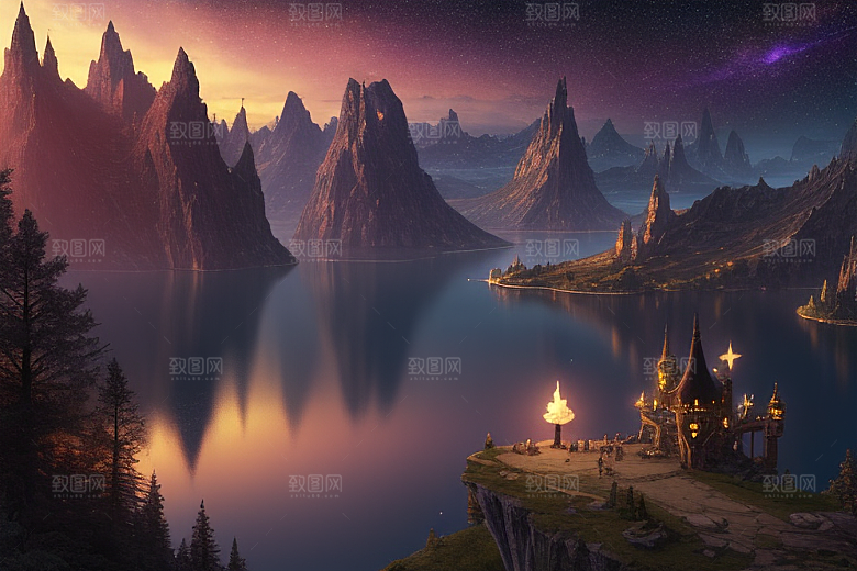幻幻仙境湖光山色中的奇幻景色