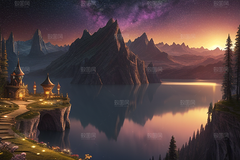 幻幻仙境湖光山色中的奇幻景色