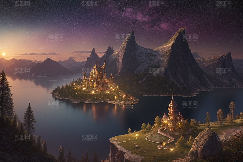 幻幻仙境湖光山色中的奇幻景色