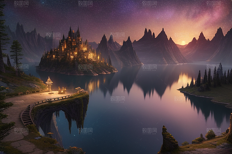 幻幻仙境湖光山色中的奇幻景色