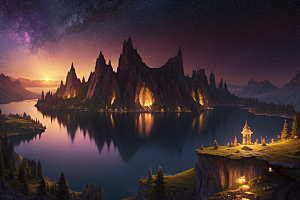 幻幻仙境湖光山色中的奇幻景色