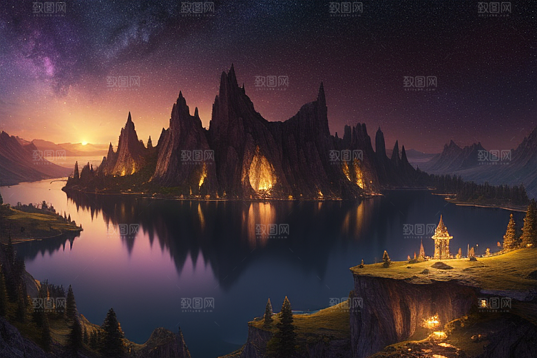 幻幻仙境湖光山色中的奇幻景色