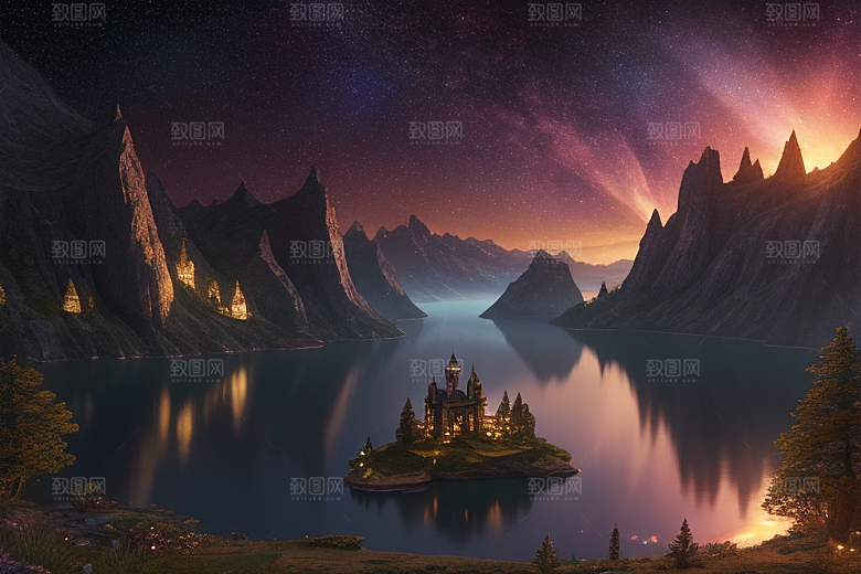 幻幻仙境湖光山色中的奇幻景色