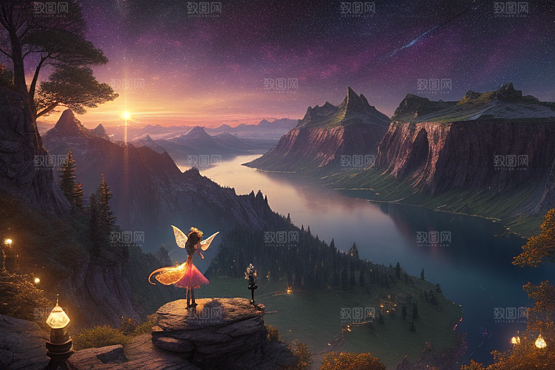 神秘光影湖光山色中的幻觉效果