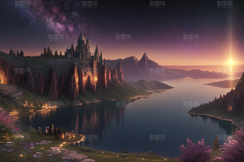 神秘光影湖光山色中的幻觉效果