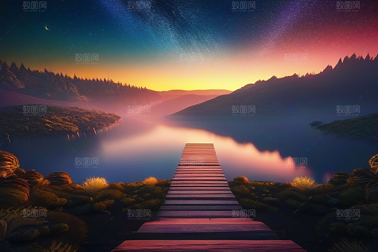 超细节描绘湖泊中的奇幻景色