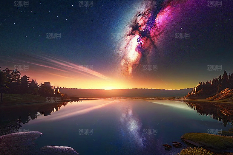 超细节描绘湖泊中的奇幻景色