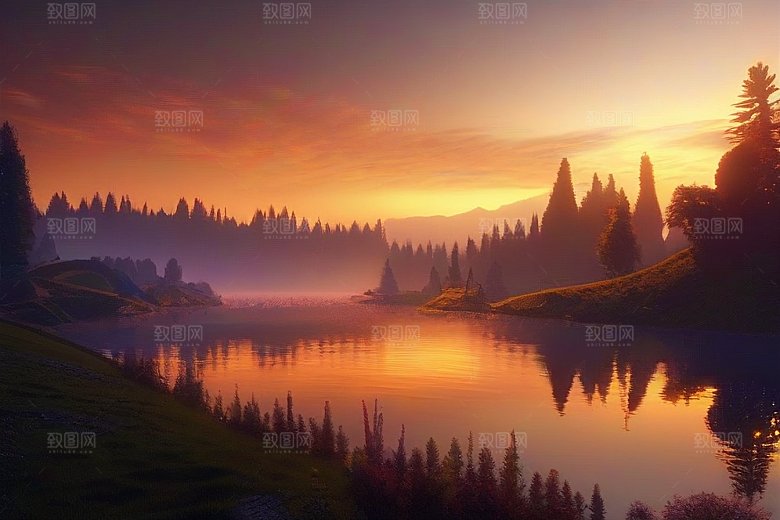 超细节描绘湖泊中的奇幻景色