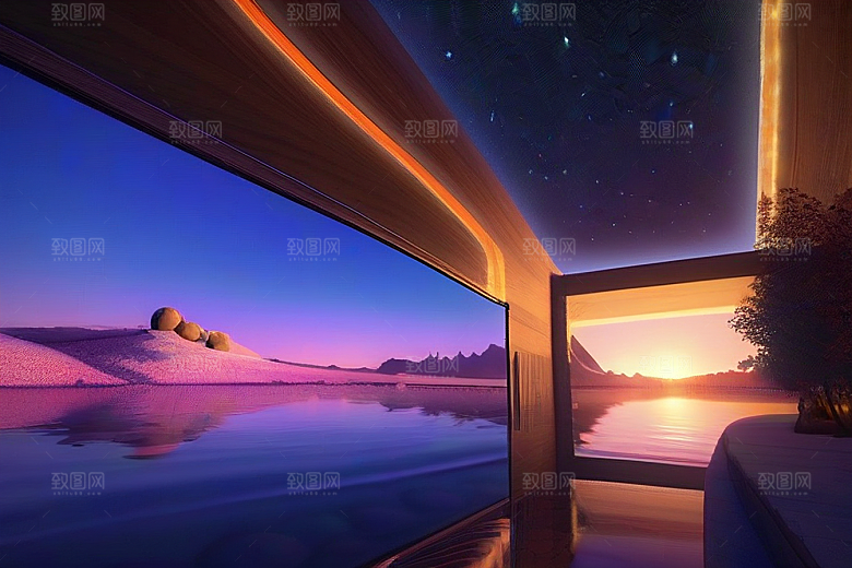 超细节描绘湖泊中的奇幻景色
