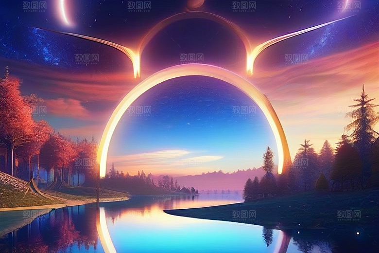 超细节描绘湖泊中的奇幻景色