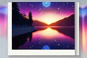 湖光山色壮丽景色中的湖泊