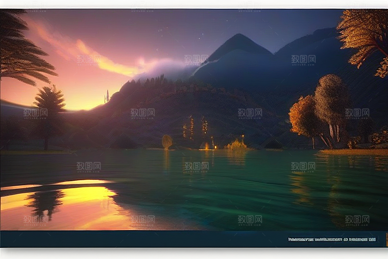 湖光山色壮丽景色中的湖泊