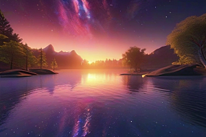 湖光山色壮丽景色中的湖泊
