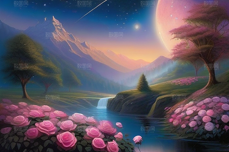 星空之吻浪漫唯美的花与星相遇