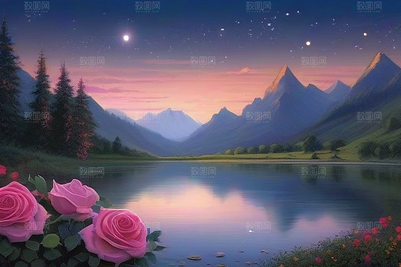 星空之吻浪漫唯美的花与星相遇