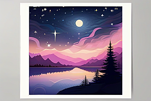 夜色花海星空玫瑰的梦幻画卷