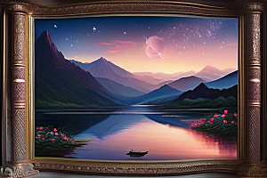 夜色花海星空玫瑰的梦幻画卷