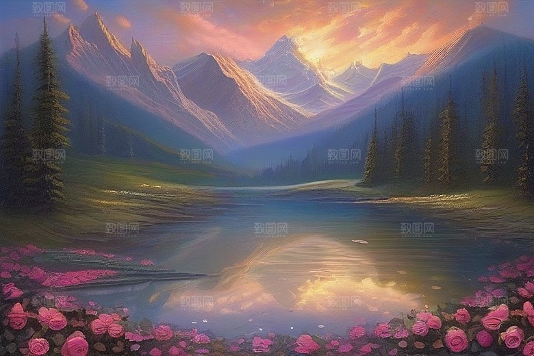 夜色花海星空玫瑰的梦幻画卷