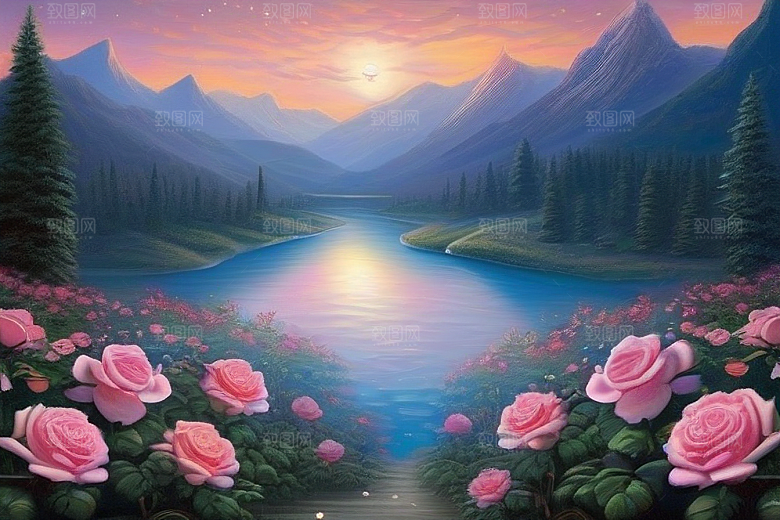 星空花海迷人而宁静的天地奇观