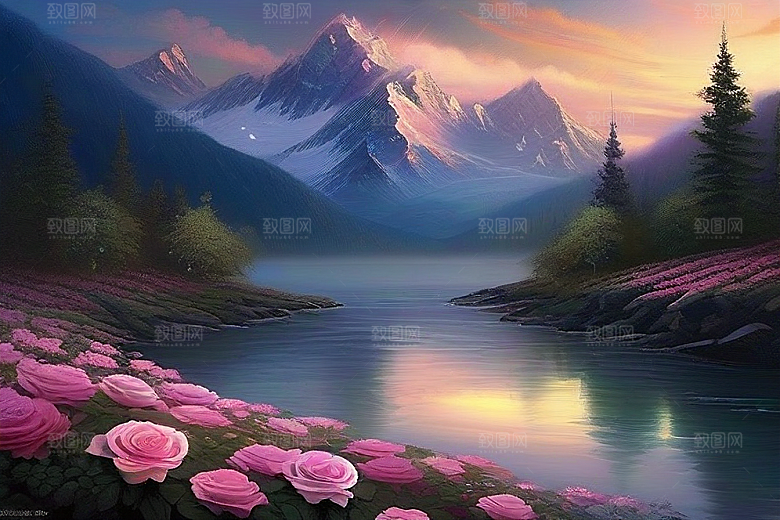 星空花海迷人而宁静的天地奇观