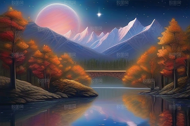 星空花海迷人而宁静的天地奇观
