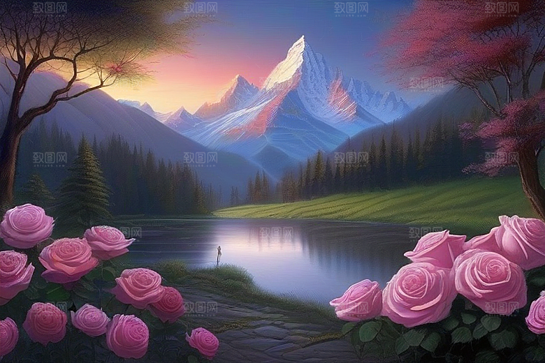 星空花海迷人而宁静的天地奇观