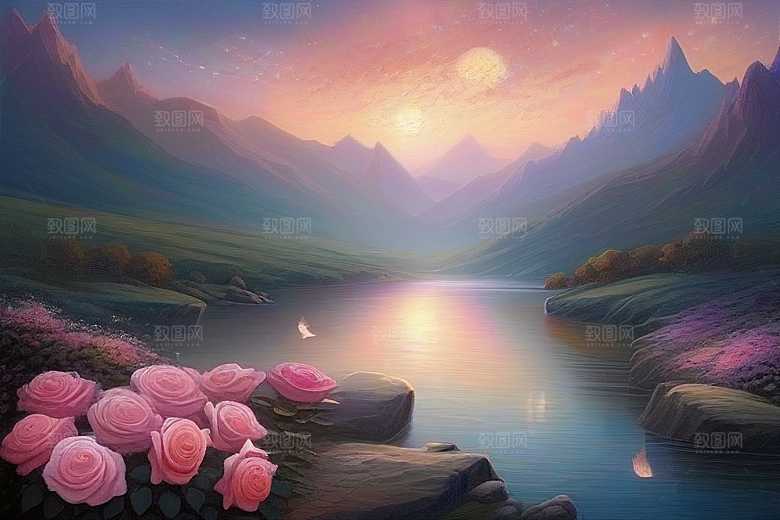 星空花海迷人而宁静的天地奇观