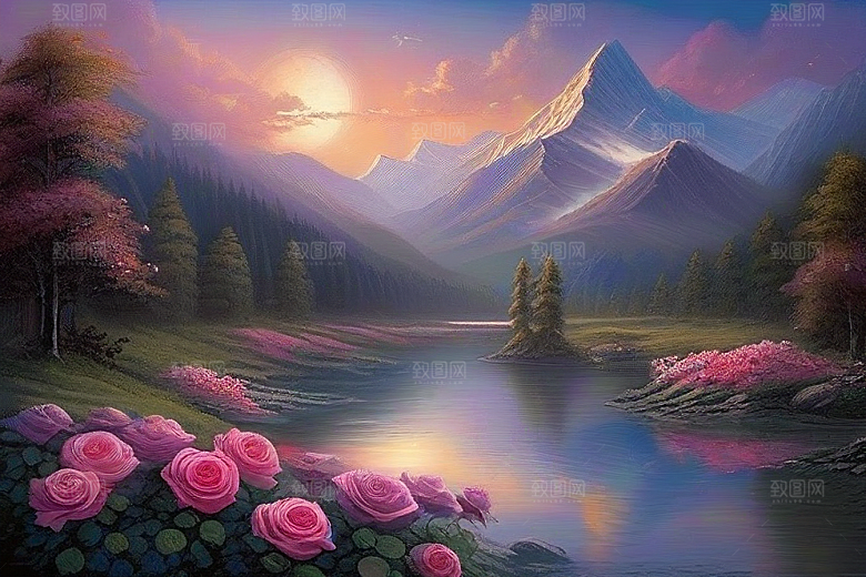星空花海迷人而宁静的天地奇观