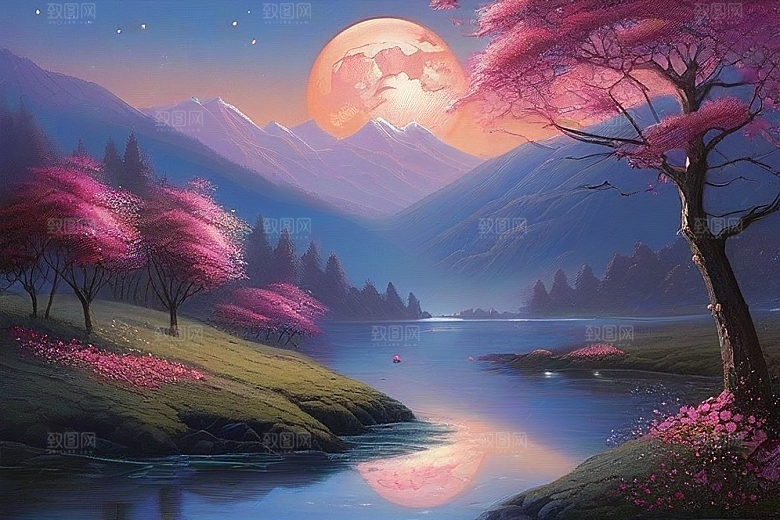 星空花海迷人而宁静的天地奇观