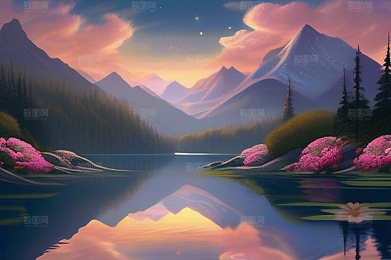 星空玫瑰浪漫唯美的天地之景