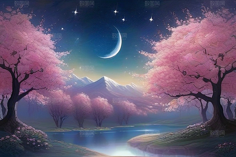 星空玫瑰浪漫唯美的天地之景