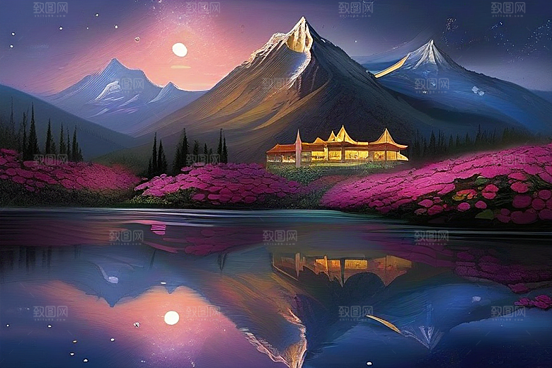 星空玫瑰浪漫唯美的天地之景
