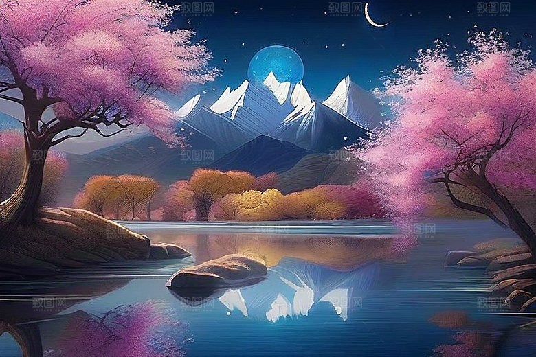 星空玫瑰浪漫唯美的天地之景