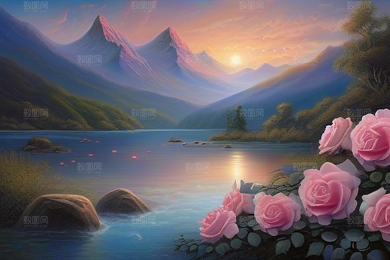 星空玫瑰浪漫唯美的天地之景