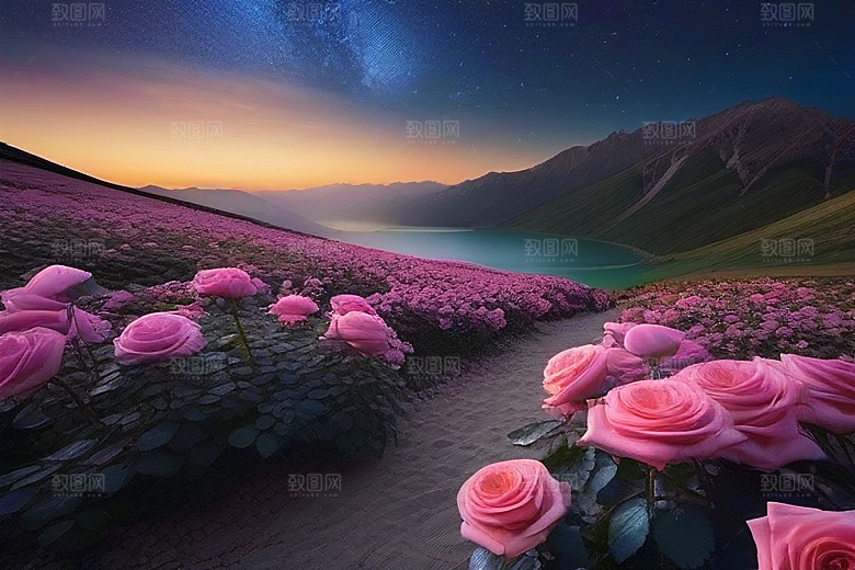 星空之舞浪漫唯美的花与星相遇