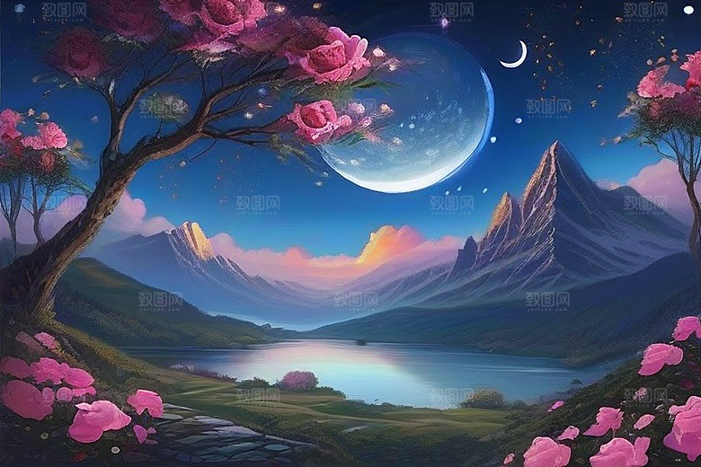 星空之舞浪漫唯美的花与星相遇